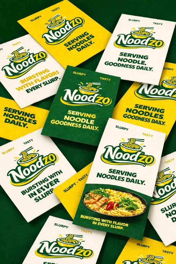 Creative brand packaging inserts and print design with logo and typography by Prachar Buzz