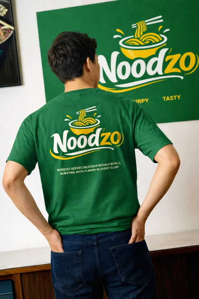 Custom branded t-shirt design with logo for food brand marketing by Prachar Buzz